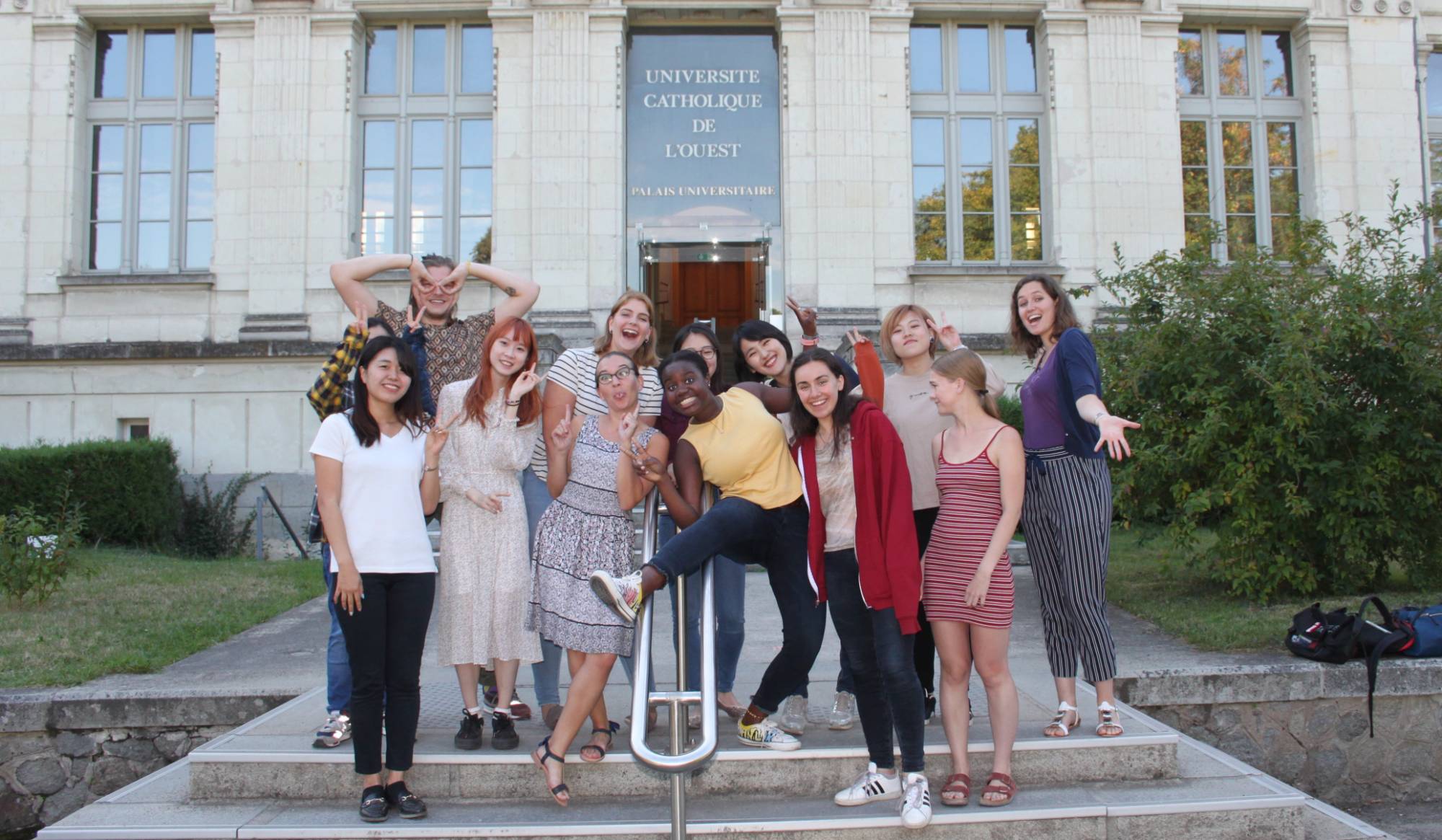 Students in front of building